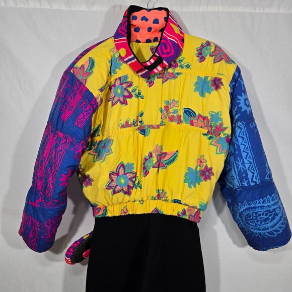 Y2K Vintage OBERMEYER "Shazzam" One-Piece Snowsuit LADIES 6. GLOVES & HEADBAND. - Picture 5 of 17